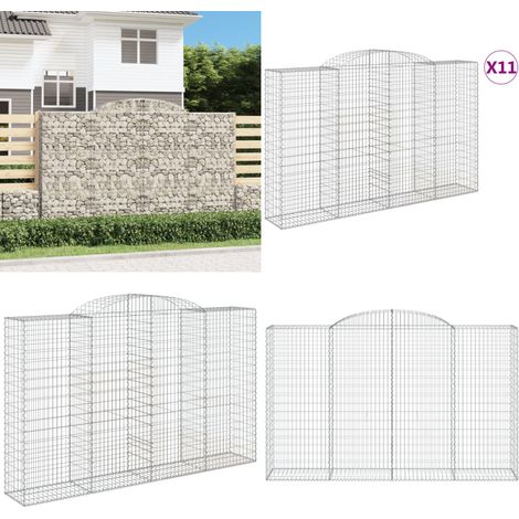 Paniers à gabions arqués 11 pcs 300x50x180/200 cm fer galvanisé - Panier Gabion - Mur Gabion - Clôture Gabion - Décoration Jardin - Barrieres Jardin - Home & Living (1/5)