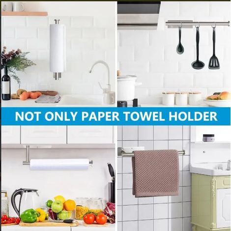Porte-Essuie-Tout en Acier Inoxydable 304 Argenté, Support Décoratif Gain de Place pour Cuisine et Plan de Travail (1/5)