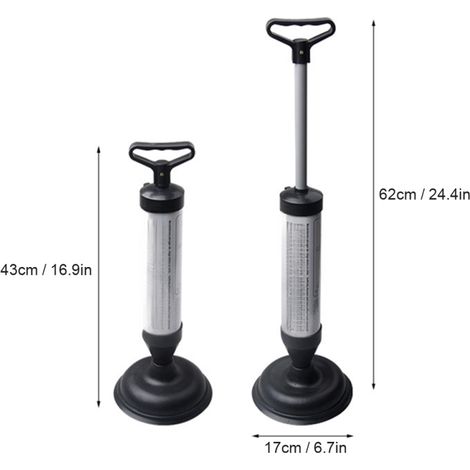 Ventouse WC à poignée avec deux ventouses, outil de nettoyage haute pression pour salle de bain, douche et baignoire (1/4)