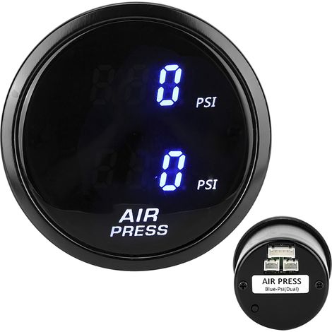 Kit de manomètre de pression d'air PSI pour voiture de 2 pouces avec affichage numérique LED bleu et capteur (1/4)