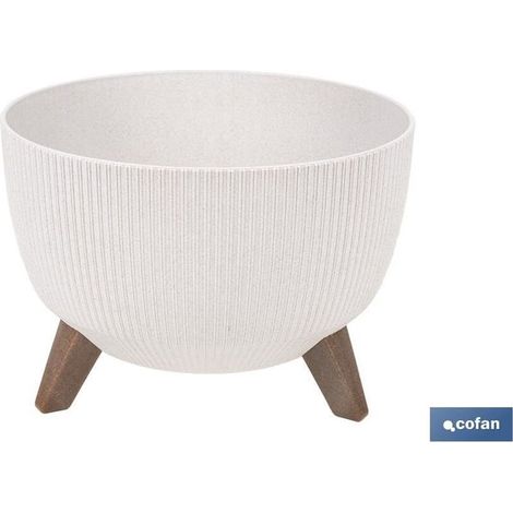 Jardinière décorative en composite bois-plastique (WPC) avec pieds amovibles et drainage, Ø 395 x 255 mm, 21 l (1/4)