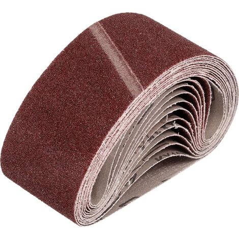 Lot de 15 bandes abrasives - 75 x 457 mm - Grain 80/120/150/240/320 - Pour ponceuse à bande - Pour poncer, limer, affûter et dérouiller (1/5)