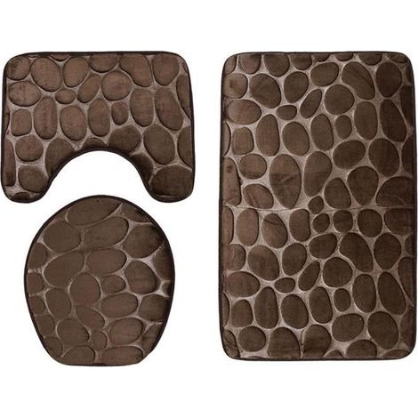 KLVGTIFS PUEnsemble de Tapis de Bain - HOMYL - 3 pièces - Antidérapant - Lavable - Design Contemporain (1/4)