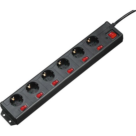 Multiprise avec parafoudre x6 Hama 137259 IP20 noir (1/5)