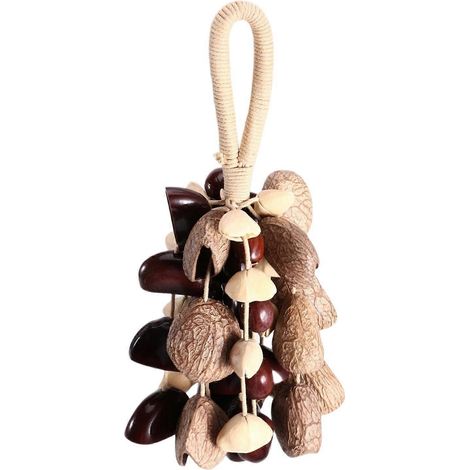 Hochet à coquilles de graines (42 coquilles de noix naturelles) - Instrument de percussion manuelle pour la méditation, l'ASMR et le yoga (1/5)