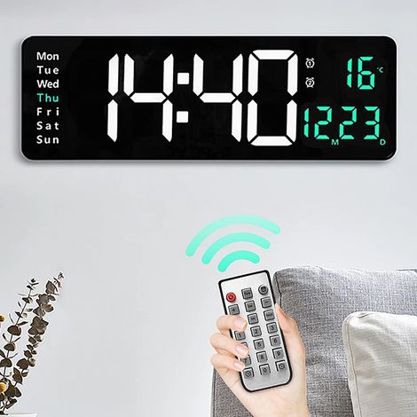 [NEVER USED] Large Digital Wall Clock Remote Control Temperature Date Week Display Power Off Memory Table Wall Clock Dual Alarm LED Clocks