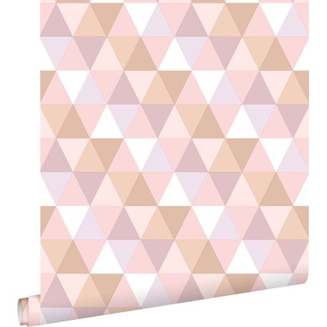 papier peint triangles lilas violet, rose clair et terracotta - ESTAhome (1/5)