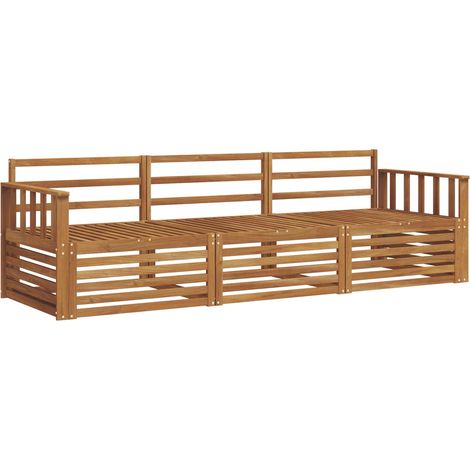 vidaXL Outdoor Sofa Set 3 pcs Natural Solid Acacia Wood
