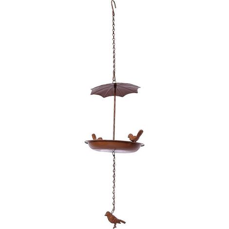 Bain d'oiseaux suspendu, mangeoire suspendue, bains d'oiseaux en métal pour l'extérieur B-- (1/5)