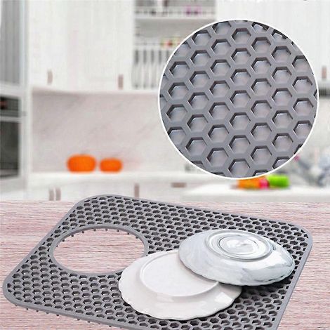 Spülbeckenmatte, 2er-Set Küchenspülenschutz mit Abfluss hinten (1/5)