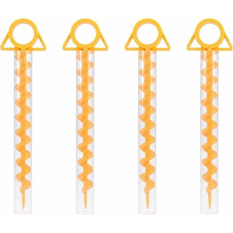 Piquets de Tente Spirale Sardine Tente Tent Peg Tente en Spirale Durable Piquet de Tente en Plastique Piquets de Tente 30 cm pour Tentes, Trampolines, Animaux de Compagnie, avec Tube, 4 Pièces (1/5)