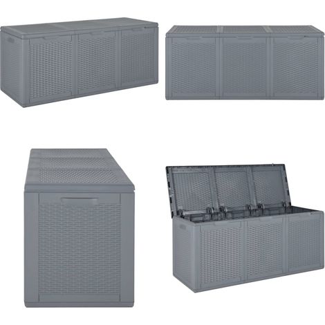 Gartenbox Grau PP Rattan 270 L - Gartenbox - Auflagenbox - Gartenmöbel - Outdoor Möbel - Rattan Optik - Home & Living (1/5)