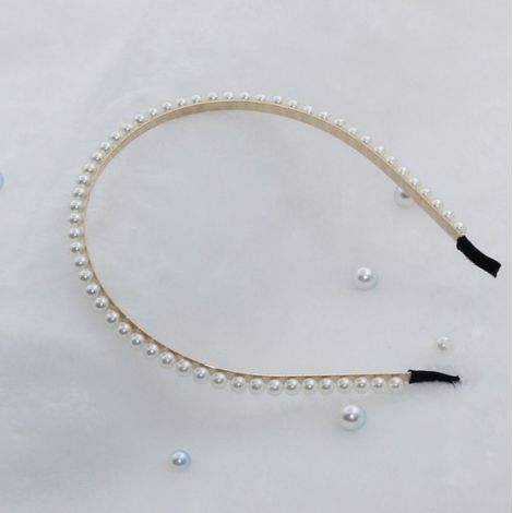 Fascia per capelli decorativa con perle, perle da donna, elegante, alla moda, per matrimoni. (1/2)