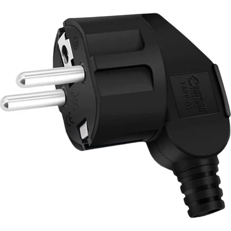 Lot de 8 fiches Schuko : fiche 230 V, fiche Schuko pour l'extérieur, fiche de contact de protection avec manchon de protection contre la pliure, fiche coudée extérieure étanche adaptée pour (1/5)