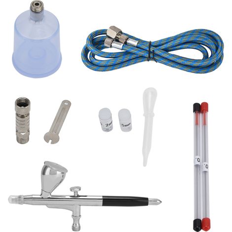 Kit aérographe G1/8 avec pistolet à peinture, godet, buses et aiguille pour la décoration intérieure et les travaux de peinture à l'aérographe. (1/5)
