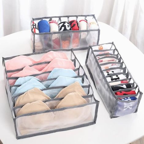 1Pack / 3Pcs Organisateur De Tiroir De Sous-VêTements BoîTe De Rangement Pliable Boîte de Rangement à Tiroirs de Grande Capacité (1/4)