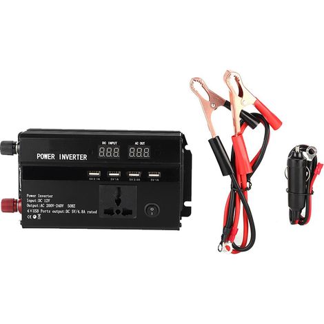 Onduleur de puissance convertisseur voiture 3000W 12V vers 220V écran LCD port USB ports allume-cigare (1/5)