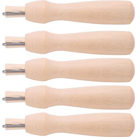 Ensemble de 5 aiguilles à feutrer multifonctionnelles en bois antirouille pour applications de feutrage à sec et humide. (1/5)