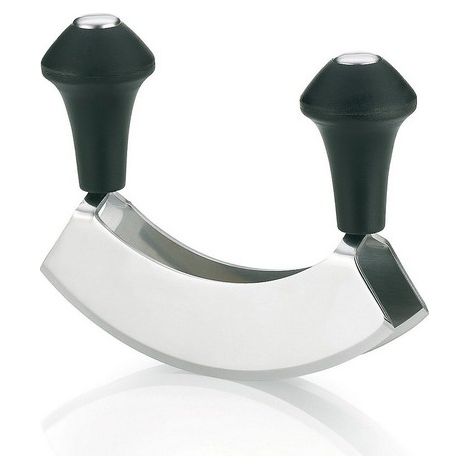 Kräuterwiegenmesser, schwarzes Metall, Ganda / Kela (1/2)
