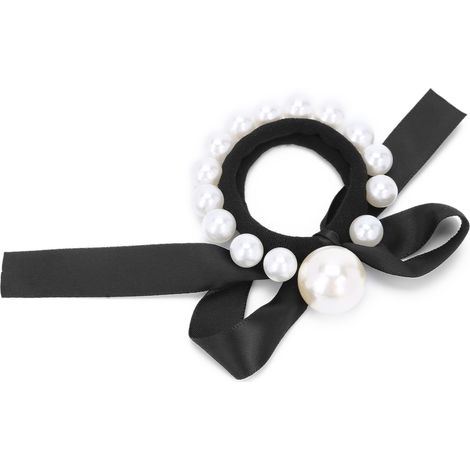 Barrette à Cheveux Femme avec Perles et Nœud Papillon - Accessoire Élégant pour Cheveux - Cadeau pour Fille et Femme - Noir (1/5)