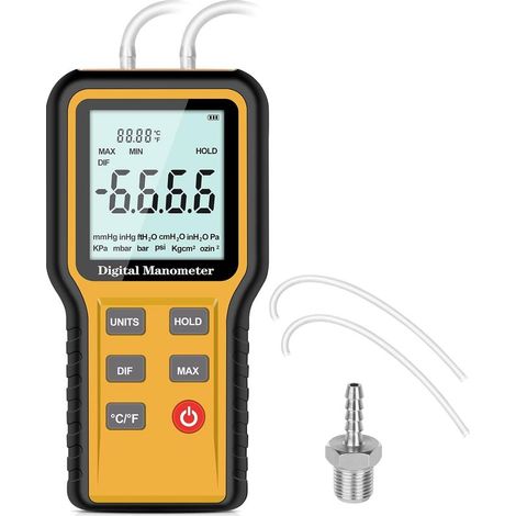 GARRYFIZH Manomètre numérique professionnel, manomètre HVAC manuel 12 unités sélectionnables, testeur de gaz à double port avec rétroéclairage