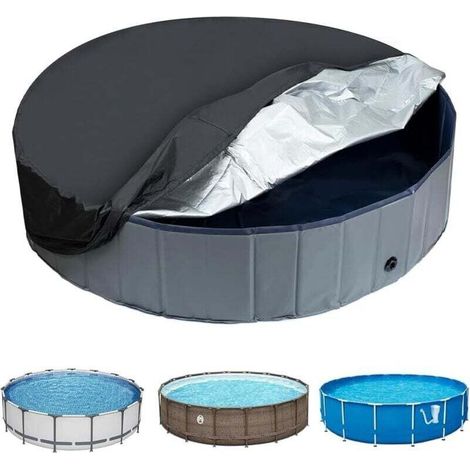 122 30cm Housse de Protection pour Piscine Tissu Oxford Housse de Protection pour Bâche de Piscine Bache Protection Piscine Ronde Bâche 4 Saisons pour Piscine Hors Sol Ronde