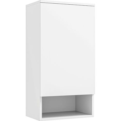 Armario de pared blanco con puertas y balda abierta 40 x 27 x 77 cm (1/5)