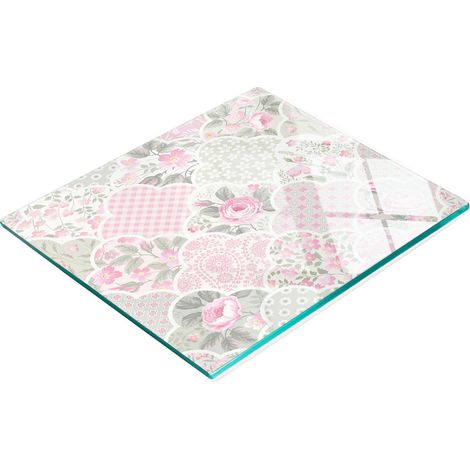 Tagliere e vassoio decorativo in vetro con rose e ornamenti, 60x52 cm (1/5)