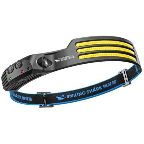 Super leistungsstarke LED-Stirnlampe, wiederaufladbar über USB, 3 LEDs, 230°, superhelle Stirnlampe mit Bewegungsmelder, wasserdicht, 0,1 kg, leicht, geeignet zum Angeln, Camping, Laufen