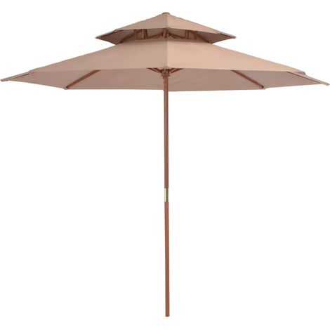 Sonnenschirm mit Entlüftung und Holz-Mast 270 cm Taupe (1/5)