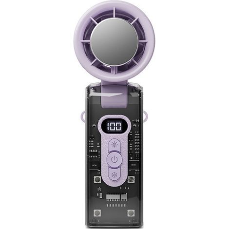 Tragbarer, faltbarer Handventilator mit Halbleiterkühlung, 100 % Turbo, USB-aufladbar, LED-Beleuchtung, Modell Rosa Mecha FC08-lsw