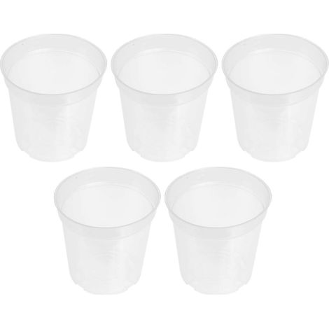 Lot de 5 pots transparents en plastique pour orchidées. (1/4)