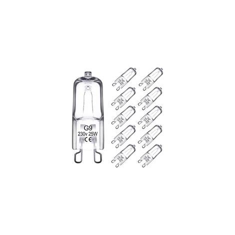 10 Pack Ampoule Halogene G9, Ampoule G9 25W 230V, Intensité Variable, LampeHalogene G9,43mm (1/3)