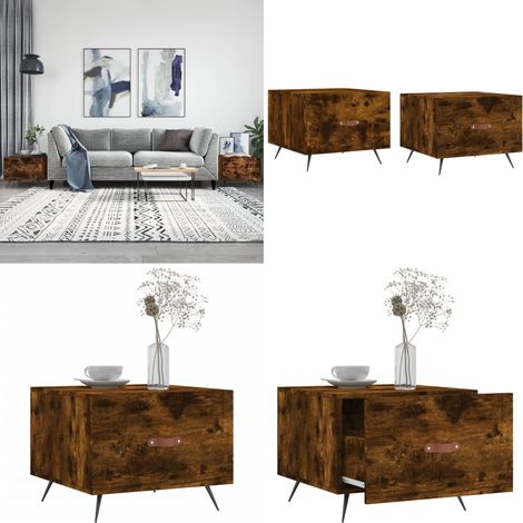 Couchtische 2 Stk. Räuchereiche 50x50x40 cm Holzwerkstoff - Couchtisch - Wohnzimmerstil - Holzmöbel - Rauchereiche Möbel - Sideboard - Home & Living (1/5)