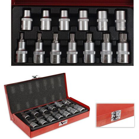 Trade Shop - Set 13pz Bussole Boxes Called Torx Inserti Machine And Female In Valigett Crv - (1/2)