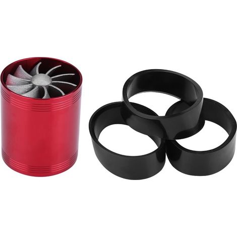 GARRYFIZH Turbonator, compresseur d'admission d'air en aluminium pour voiture, double ventilateur, turbo rouge, économiseur de carburant. (1/5)