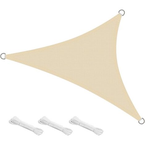 Tenda parasole - 4 m x 4 m x 4 m - Triangolare - Tenda parasole per patio - Telo ombreggiante per esterni - Protezione solare - Tende parasole impermeabili per esterni - Per patio, cortile, (1/5)