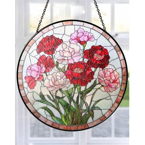 Hängendes Ösenfenster 15 cm, florales Buntglas, Sonnenfänger, Geschenk für Mama (1/5)