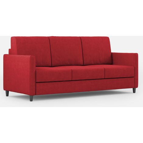 Canapé droit moderne italien tissu rouge Korane - 3 tailles-Taille 198 cm (1/5)