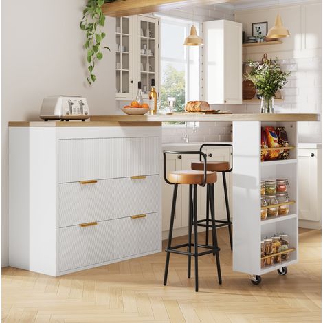 Mesa extensible giratoria con 6 cajones MDF OKMYHOME (1/5)
