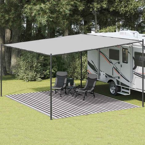 Tapis de tente camping PEHD anthracite et blanc 400 x 500 cm avec œillets - PANGIVO (1/5)