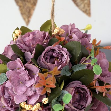 Boule florale imitation hortensia pivoine, fleurs artificielles pour décoration mariage jardin, centre de table, bouquet permanent, sans entretien (1/5)