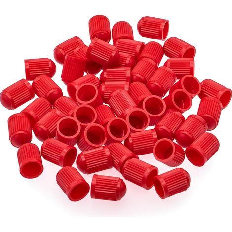 100 bouchons de valve de pneu avec joints toriques, adaptés aux vélos, voitures, motos, SUV et camions (rouges) (1/5)