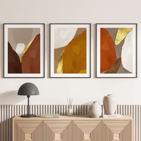 Lot de 3 Affiches / Posters Triptyque - Abstrait - 3 Affiches - 70x100 cm (Cadres non fournis) - Photo pleine page (1/5)