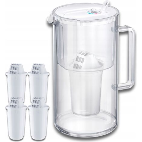 Caraffa filtrante in vetro Aquaphor Nord da 2,5 l + 4 cartucce A5 (350 l), bianca (1/5)