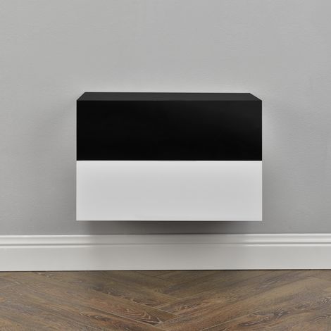 Wandregal Oslo 2er Set 46x30x15cm Weiß und Schwarz Hochglanz [en.casa]