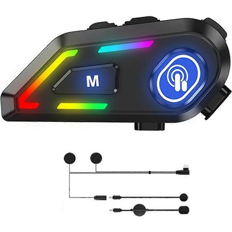 Écouteurs Bluetooth pour casque de moto avec 2 microphones, appels mains libres/musique/IPX5/réduction du bruit (1/5)