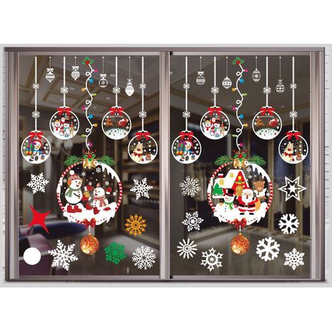 1lot de Sticker Noël Fenêtre Gros Autocollant Noël Fenêtre, Amovible & Statique & Réutilisable, Double Face, Sticker Déco Noël & Hiver DIY pour Vitre Vitrine Fenêtre (1/3)