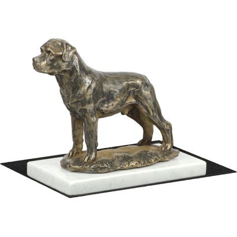Rottweiler II - statuette de chien, figurine sur marbre blanc, trophée pour une exposition canine par Art-Dog (1/5)