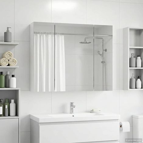 vidaXL Mobiletto per specchio da bagno Bianco 60 x 14,5 x 50 cm